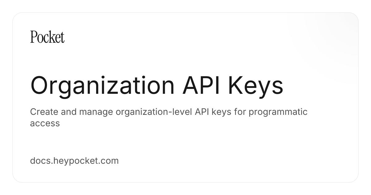 Organization API Keys