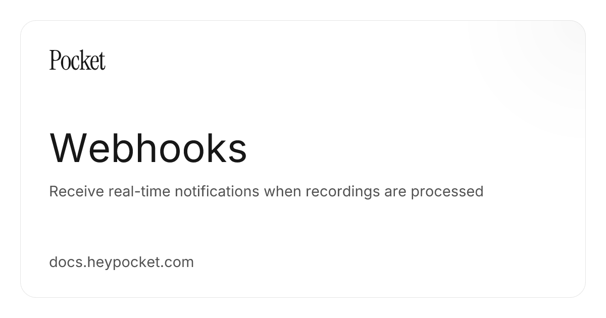Pocket Webhooks Documentation | Pocket Docs