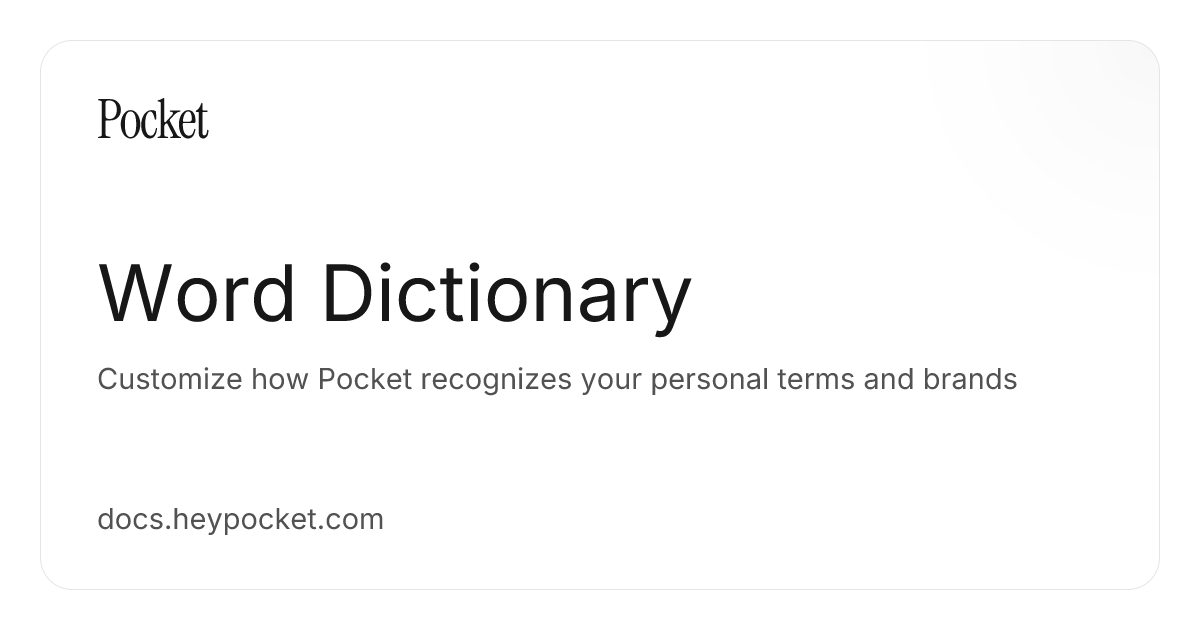 Worddictionary Word Dictionary | Pocket Docs