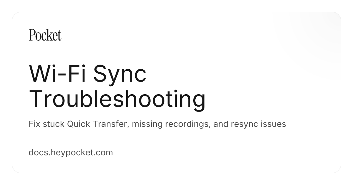 Wi-Fi Sync Troubleshooting | Pocket Docs