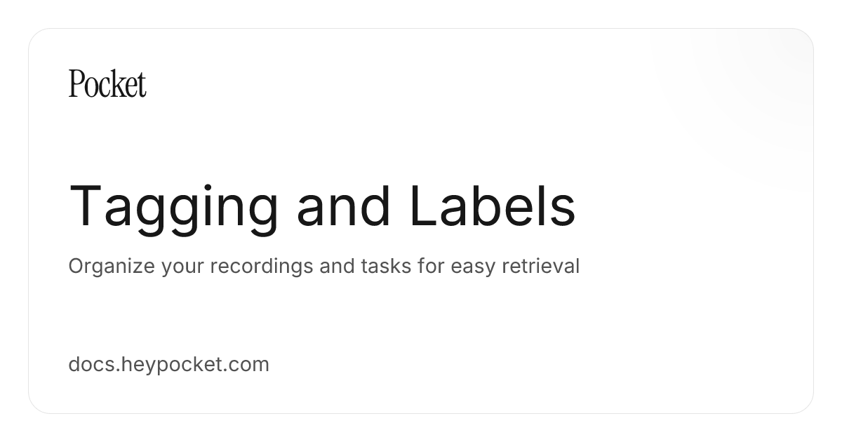 Tagging and Labels | Pocket Docs