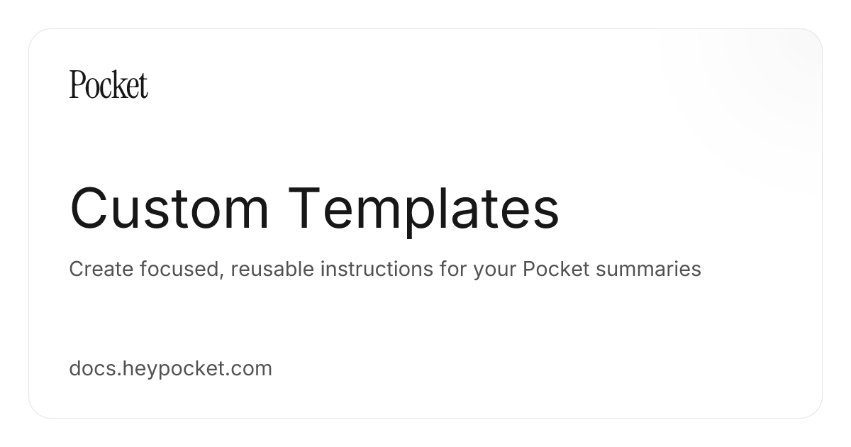 Custom Templates
