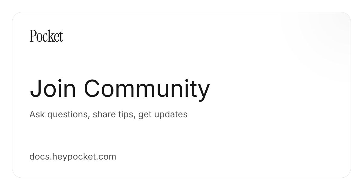 Join Community | Pocket Docs