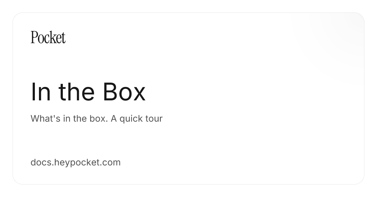 In the Box | Pocket Docs